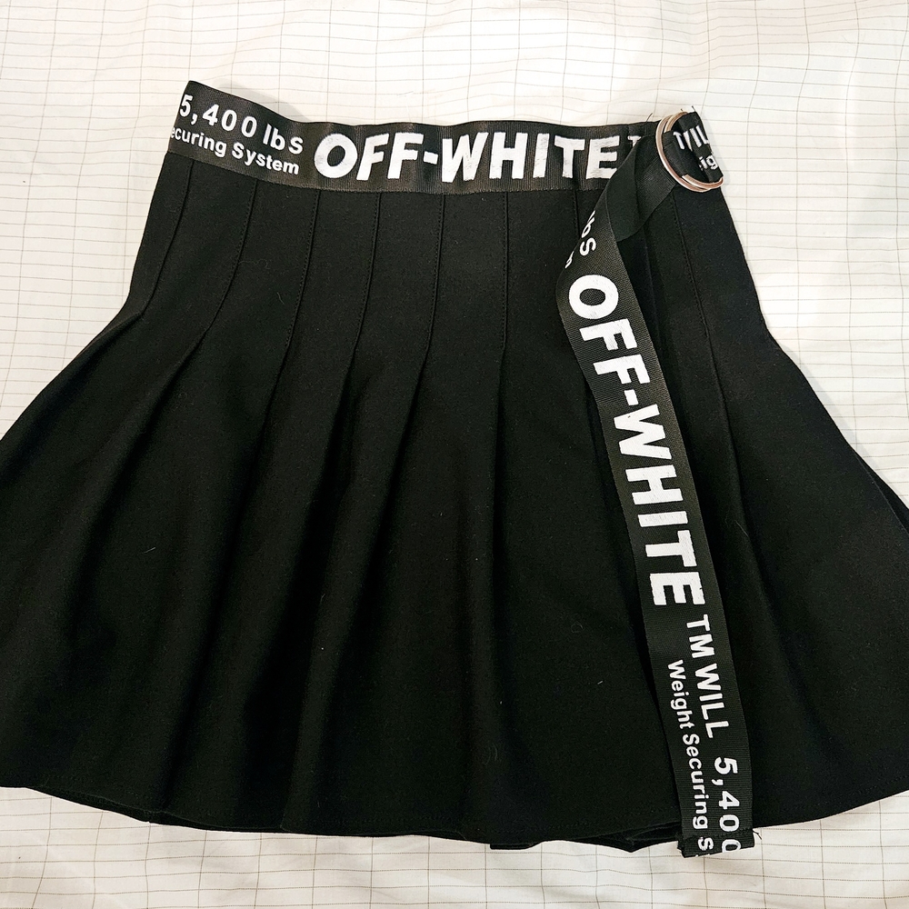 Off-White Black Skater Skirt with Belt